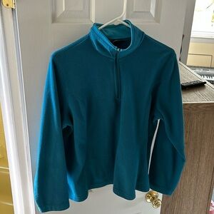 Lands End women’s size large 14 -16 blue pull over zip up fleece